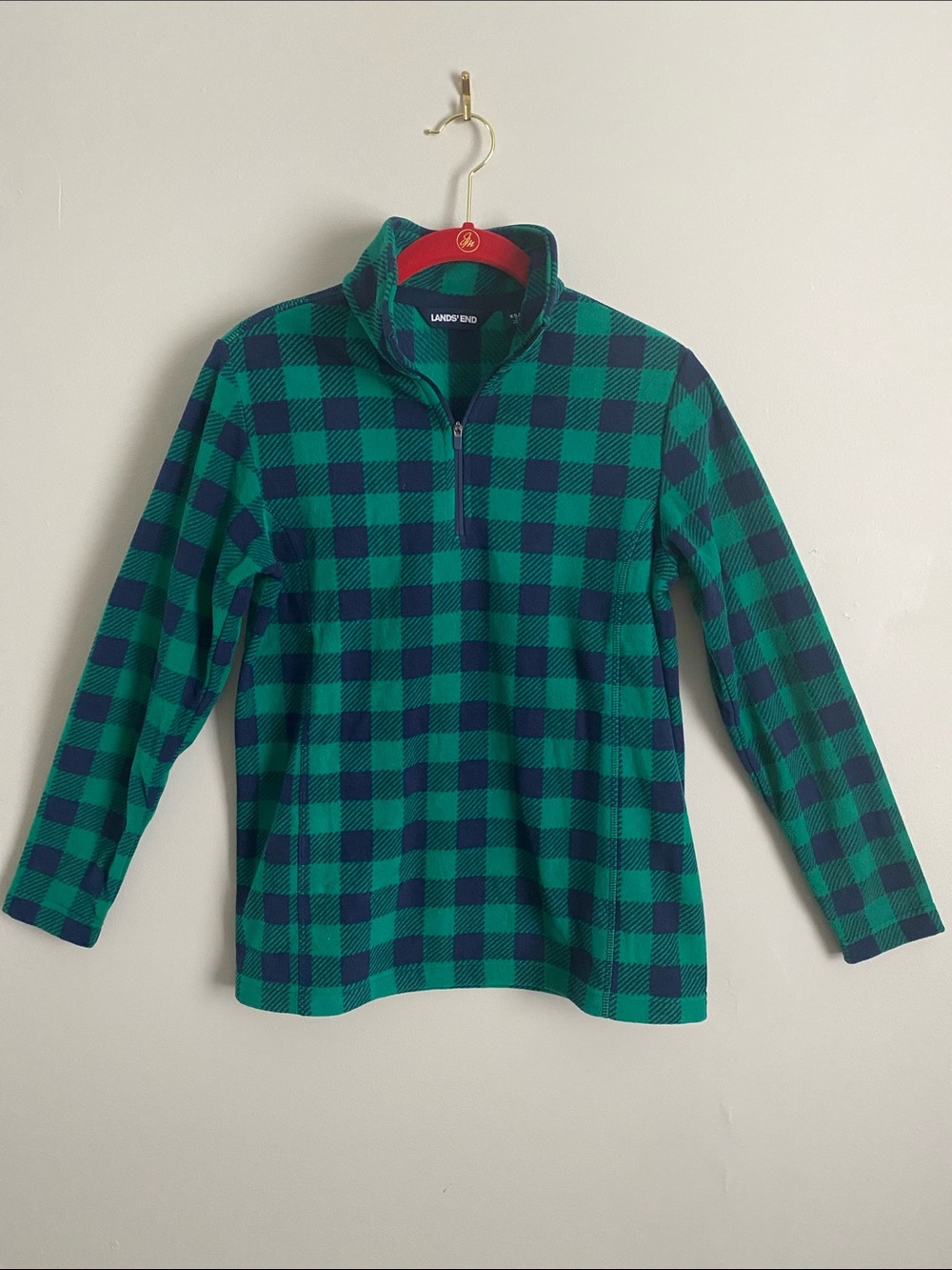 Lands' End Plaid Half-Zip Pullover XS Gorpcore Cabincore Lumberjack Athleisure